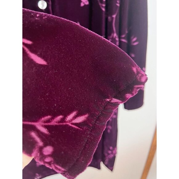 Jacyln Smith Top Women L Purple Floral Burnout Retro Boho Western Classic Mature - Picture 2 of 11